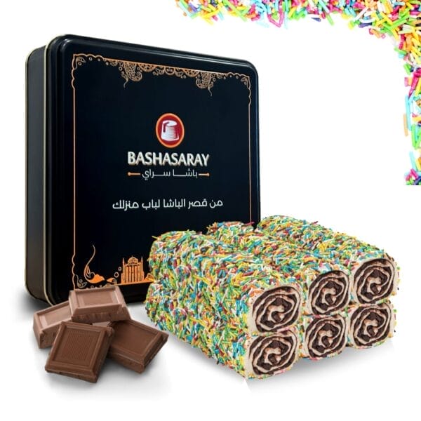 حلقوم تركي فاخر مزين بالشوكولاتة الملونة