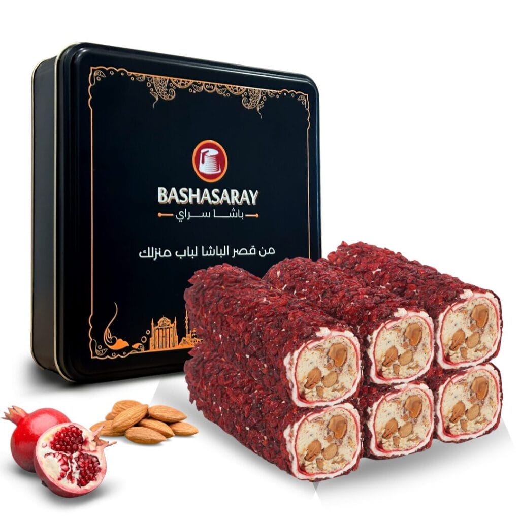 حلقوم مزين بالرمان محشو باللوز والكريمة