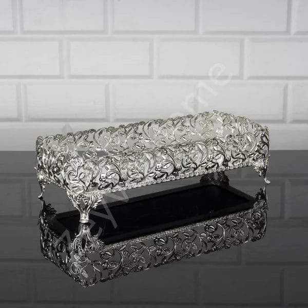 Roza Small Size Long Serving Dish - Silver.