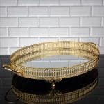 Large Oval İnci Serving Dish - Gold