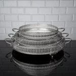 İnci Large Round Serving Tray - Silver