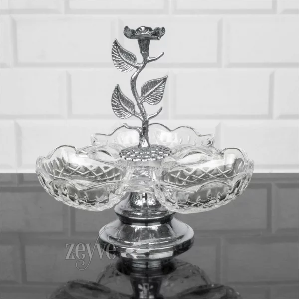 Eid Sweets Serving Tray Glass | Silver Color