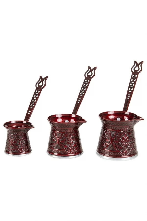 Turkish coffee pot - set of 3 pieces - different colors