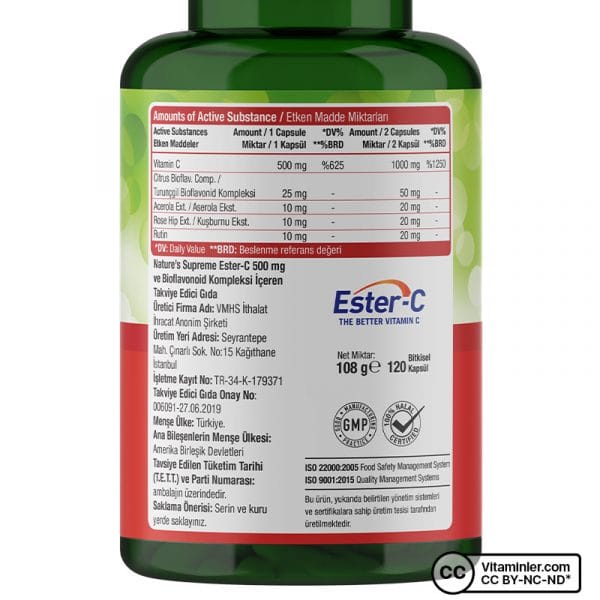 natures supreme ester c 500 mg c vitamini 120 kapsl 43078