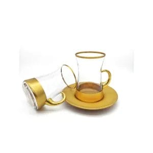 Turkish Tea Set : Transparent with a Golden Frame