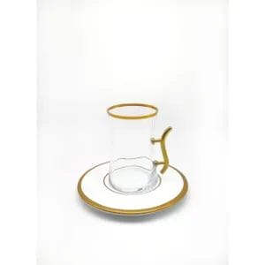 Turkish tea set | 12 pieces | Transparent with gold frame