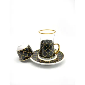 Transparent Black Tea Set with Gilded Patterns