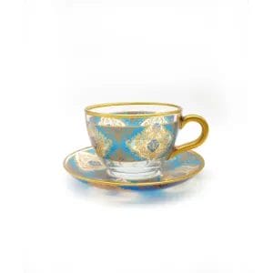 Turkish Tea Cups Set : Blue and gold patterns