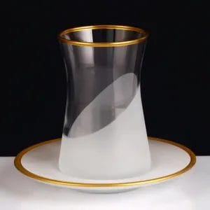 Turkish Tea Set | 12 Pieces | Transparent and White with a Golden Frame
