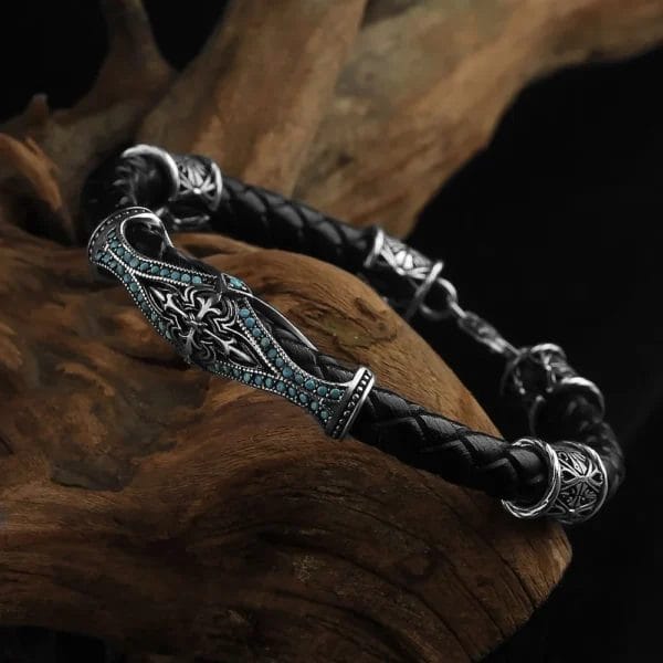 سوار جلد للرجال من الفضة الإسترليني عيار 925