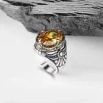 ⁦خاتم رجالي من الفضة الإسترليني بحجر السترين عيار 925⁩ - الصورة ⁦2⁩