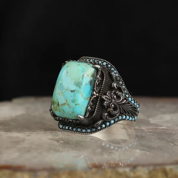 Men's Sterling Silver Ring with 925 Carat Turquoise Stone