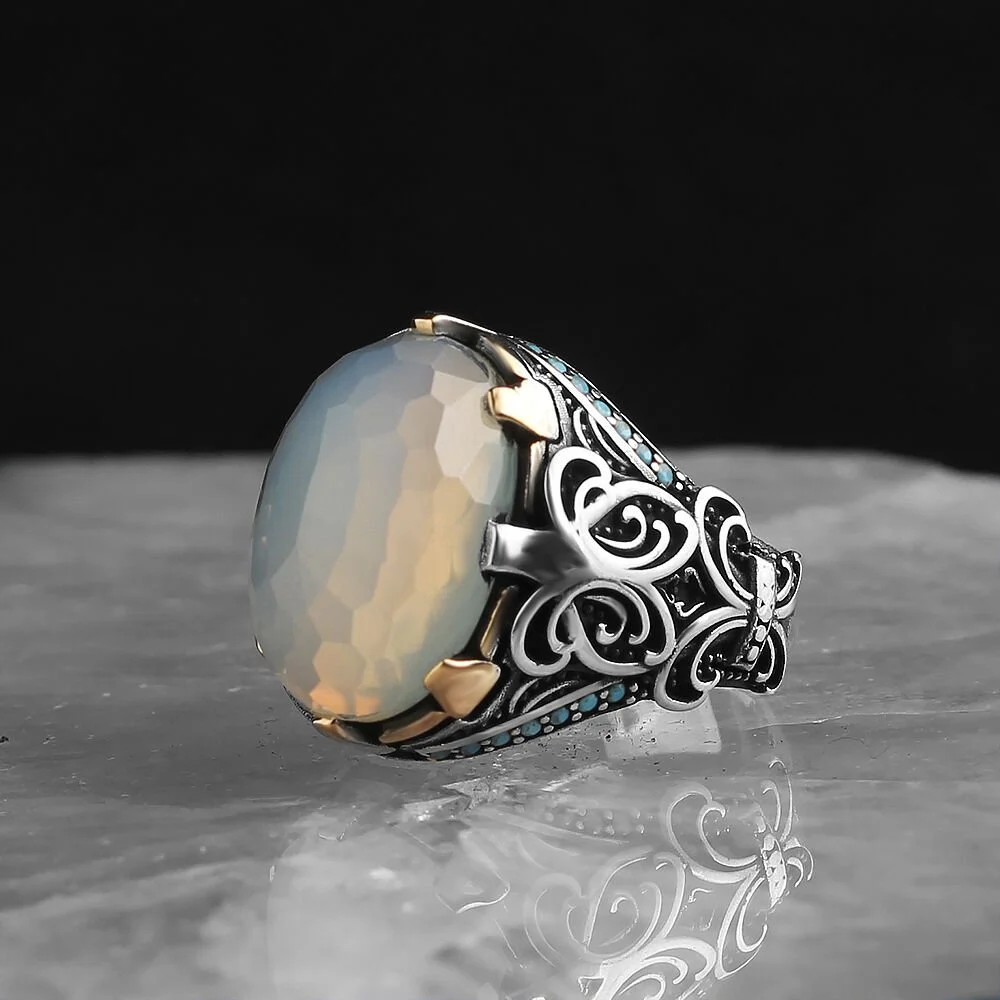 Men's Silver Ring with Moonstone 925 Carat