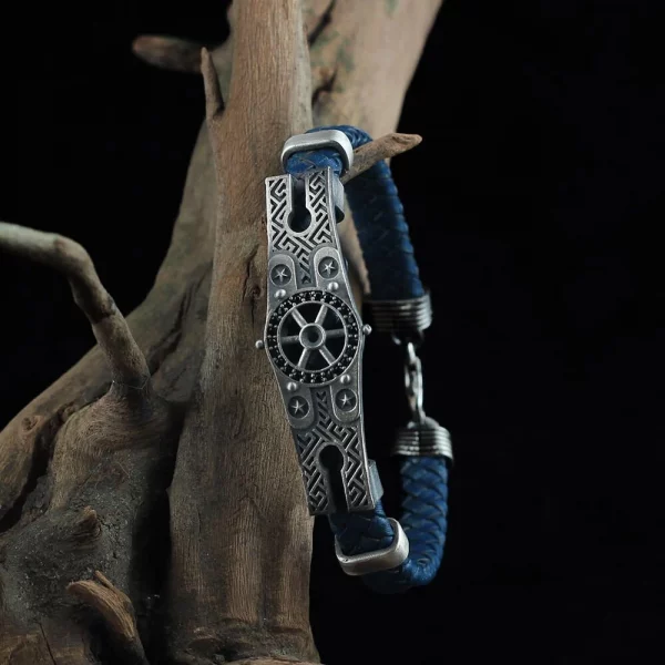 Sterling Silver Leather Bracelet from Rudder