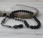 سبحة رجالية فخمة من حجر أونيكس غير اللامع