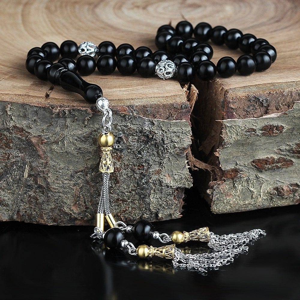 سبحة أرضروم أولتو سادة مطلية بالروديوم مع شرابات فضية