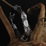 سوار جلد من الفضة الإسترليني 925 للرجال موديل الأسد