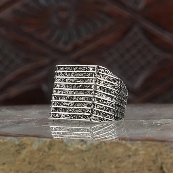 Men's Sterling Silver 925 Engraved Ring