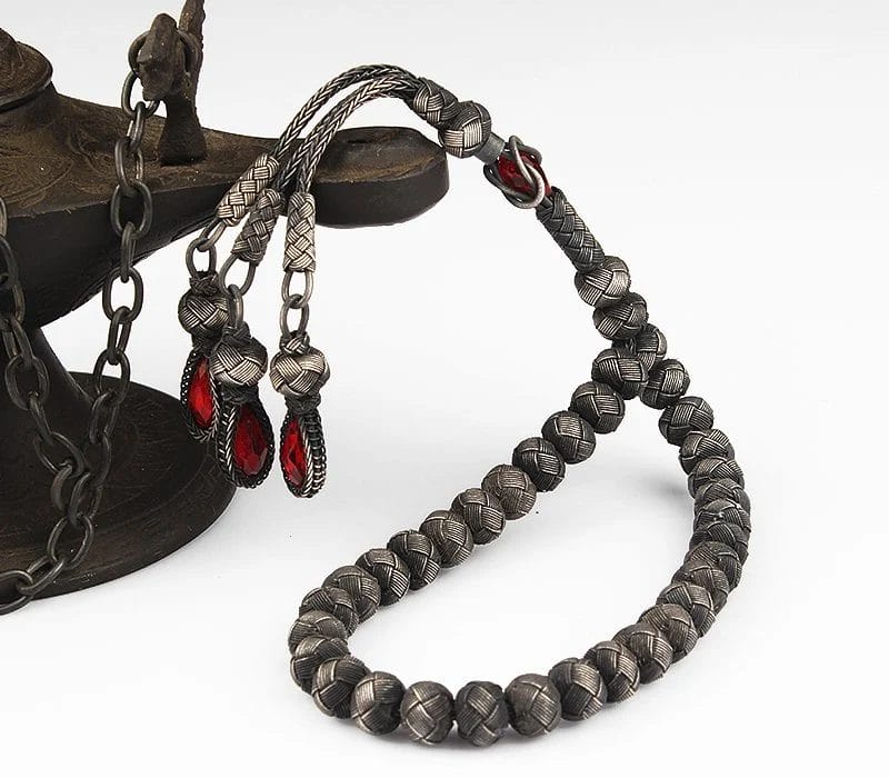 سبحة فضة عيار 1000 قزازي مصنوعة يدوياً 