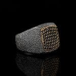 خاتم من الفضة الإسترليني عيار 925 مصنوع يدويًا ومجهز بتقنية السفع الرملي