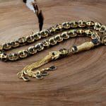 سبحة فضة بحجر الزركون وشرابات مذهبة