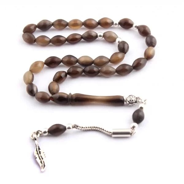 Buffalo horn prayer beads with sterling silver 925 beads