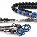 سبحة رجالية من حجر العقيق والفاراسيت مع شرابة فضة