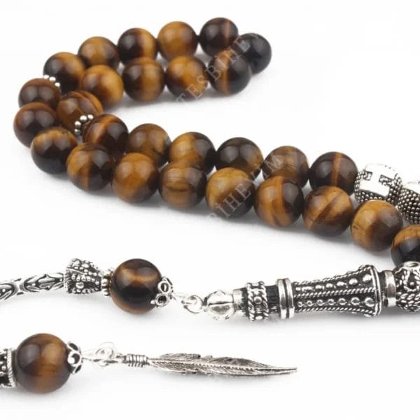 سبحة فضة مزين بحجز كزاز مع أمكانية كتابة الاسم عيار 925